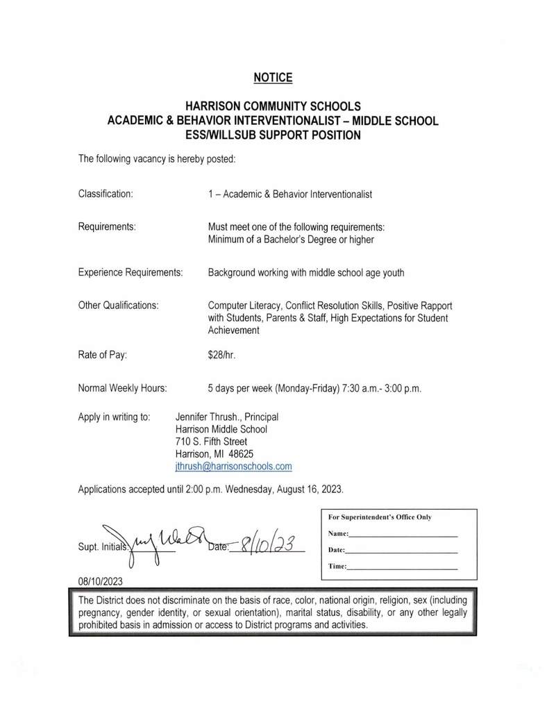 MS Academic/Behavior Int